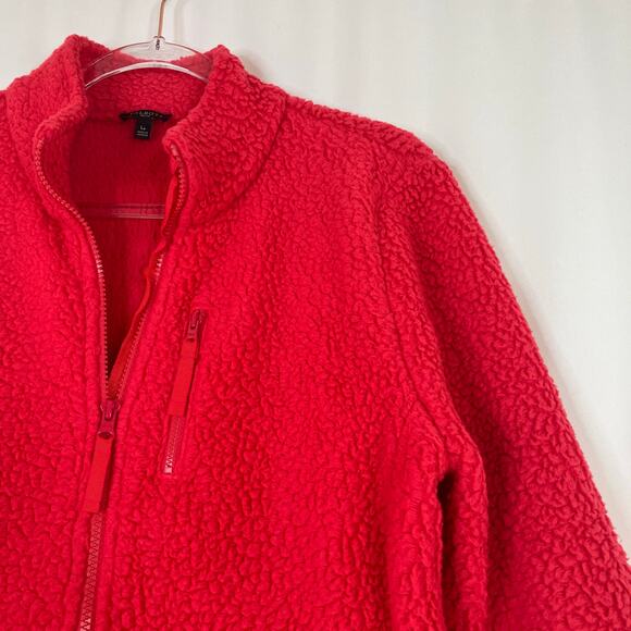 Talbots | Hot Pink Sherpa Polyester Jacket Womens Large PETITE - Picture 2 of 6